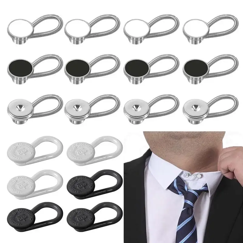 Shirt Button Extender 18pcs Button Extension For Pants Elastic Extension Tool For Men Shirts Pants Collars Trousers Spring