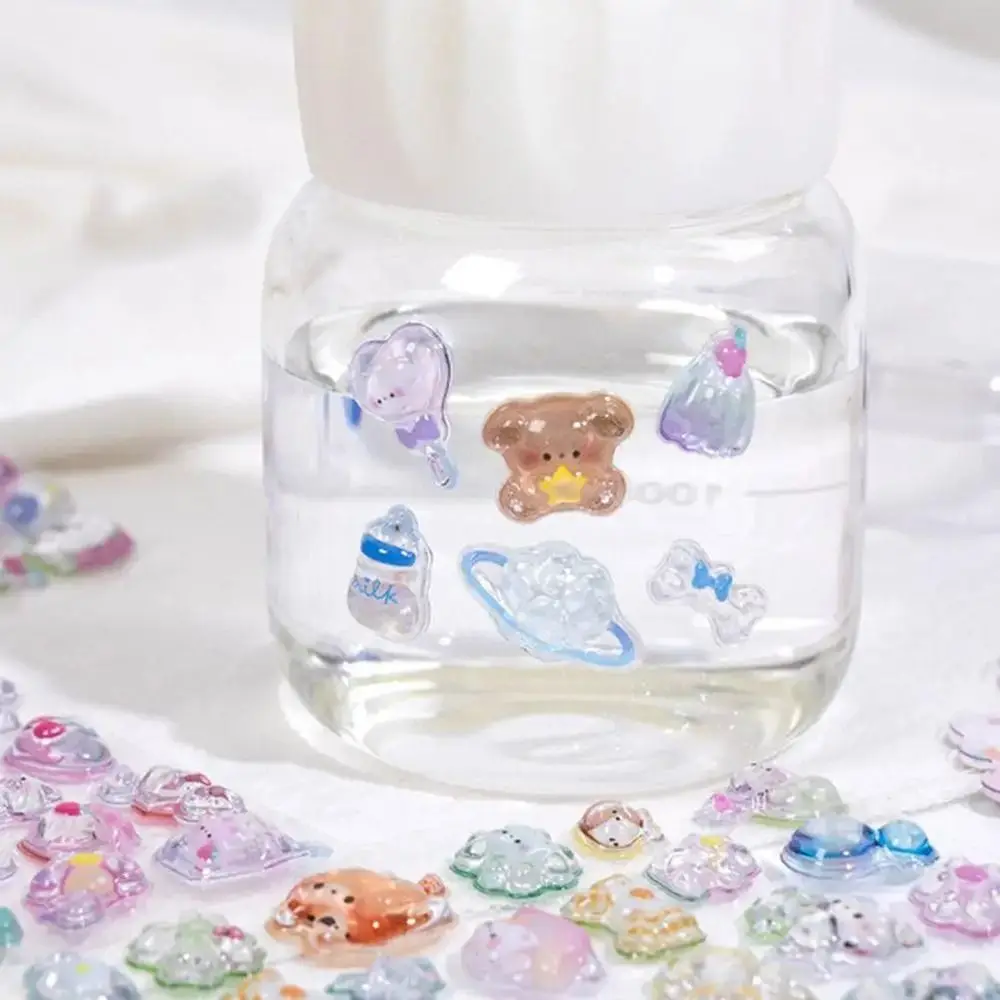 4 قطع من ملصقات الإغاثة ثلاثية الأبعاد المقاومة للماء، ملصقات هلامية شفافة قابلة للإزالة وقابلة لإعادة الاستخدام على شكل حيوانات كرتونية لتزيين الكمبيوتر المحمول #5