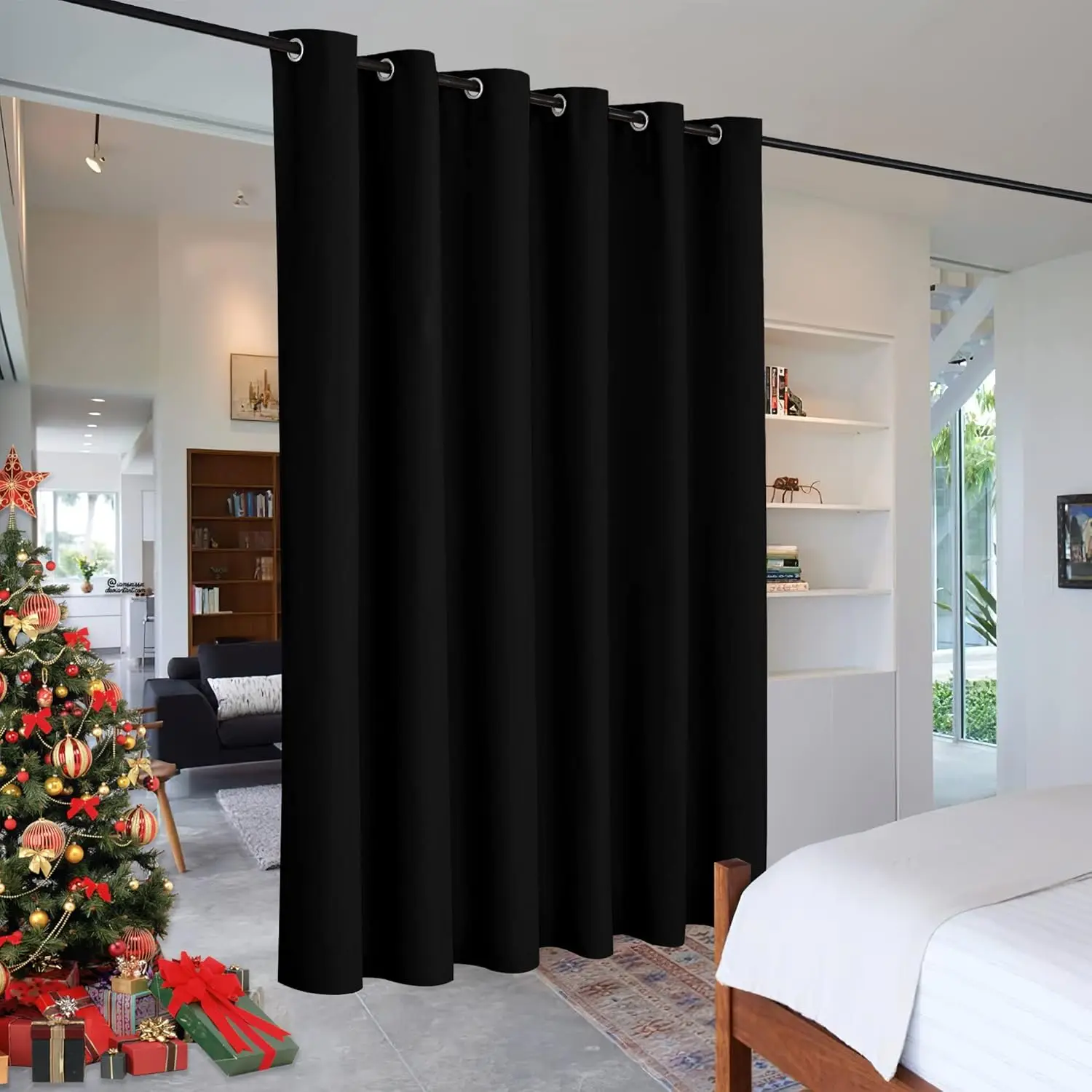 Blackout Room Divider Curtain - 120x96 Inch Portable Privacy Screen for Bedroom, Living Room, Office