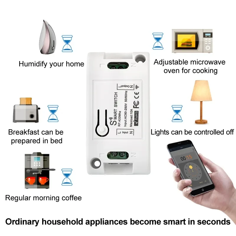 Tuya Smart Life App WiFi 433RF Fernbedienung Ein/Aus für Control Light Access Control Equipment