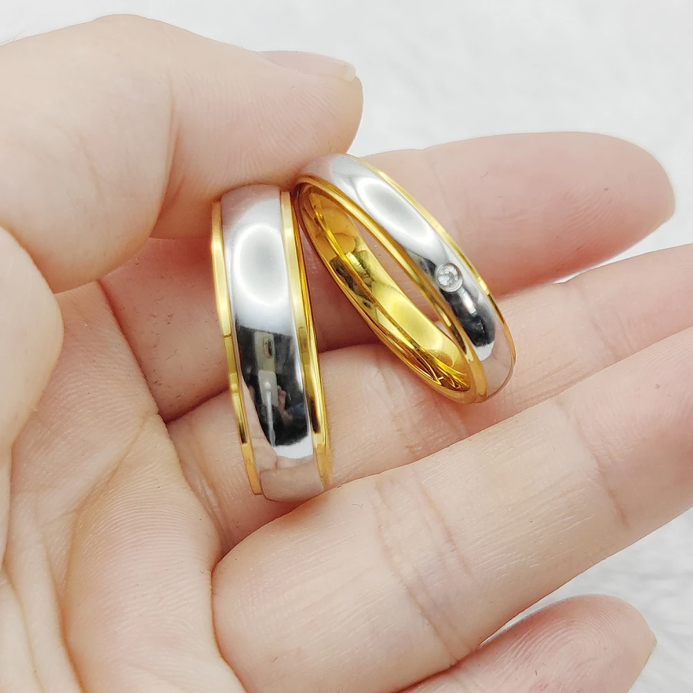 Classic Bicolor Western Jewellery Golden Bridal Promise Wedding Couples Rings For Men And Women Big US Size 15 Male