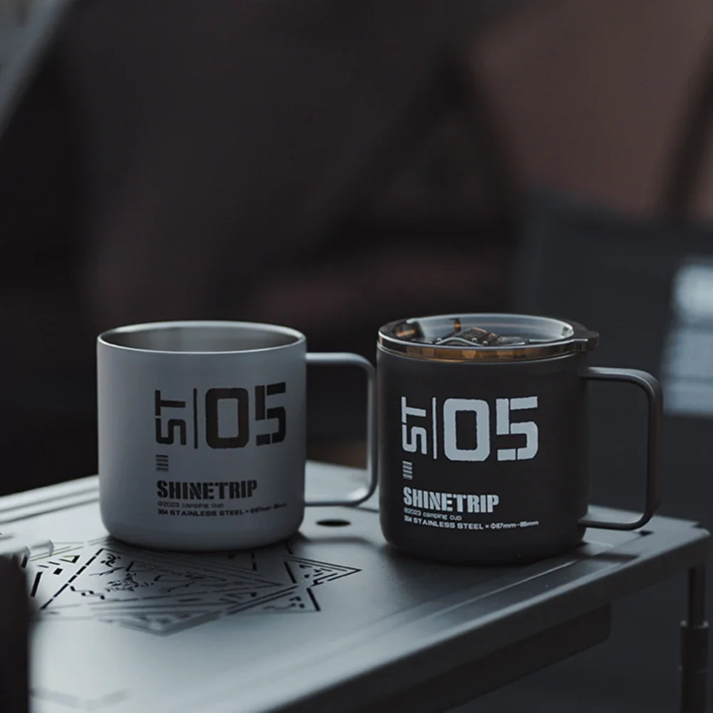 

ShineTrip Stainless Steel Coffee Mug Leak-Proof Reusable Coffee Mug Double Layers Heat Resistant Water Cup with Handle 350 ML