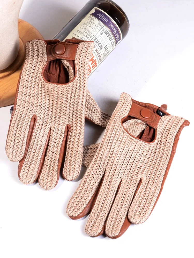 touchscreen-leather-gloves-men's-thin-woven-goat-skin-motorcycle-bicycle-riding-sports-mountain-bike-gloves-for-couples