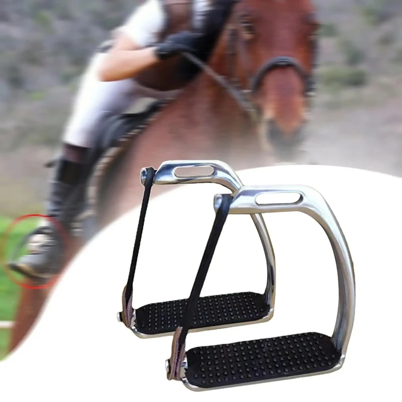 

High Strength Stirrups Riding Safety Stirrups Silver Polish Stainless Steel Stirrups Outdoor Racing Kid Equipment