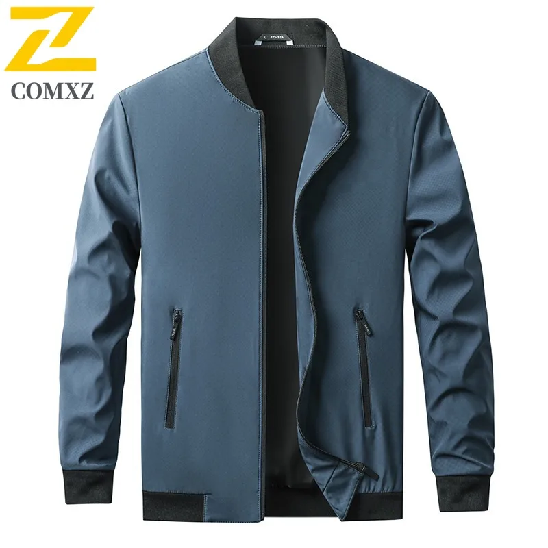 

COMXZ Men Outdoor Jacket Casual Stand Collar Work Windproof Motorcycle Jacket Premium Daily Wrinkle Resistant Autumn Clothing