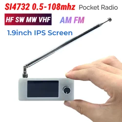 SI4732 0.5-108mhz Portable Radio LSB USB AM FM Pocket Mini Radio 1.9inch IPS Screen All Band Radio Receiver with Antenna