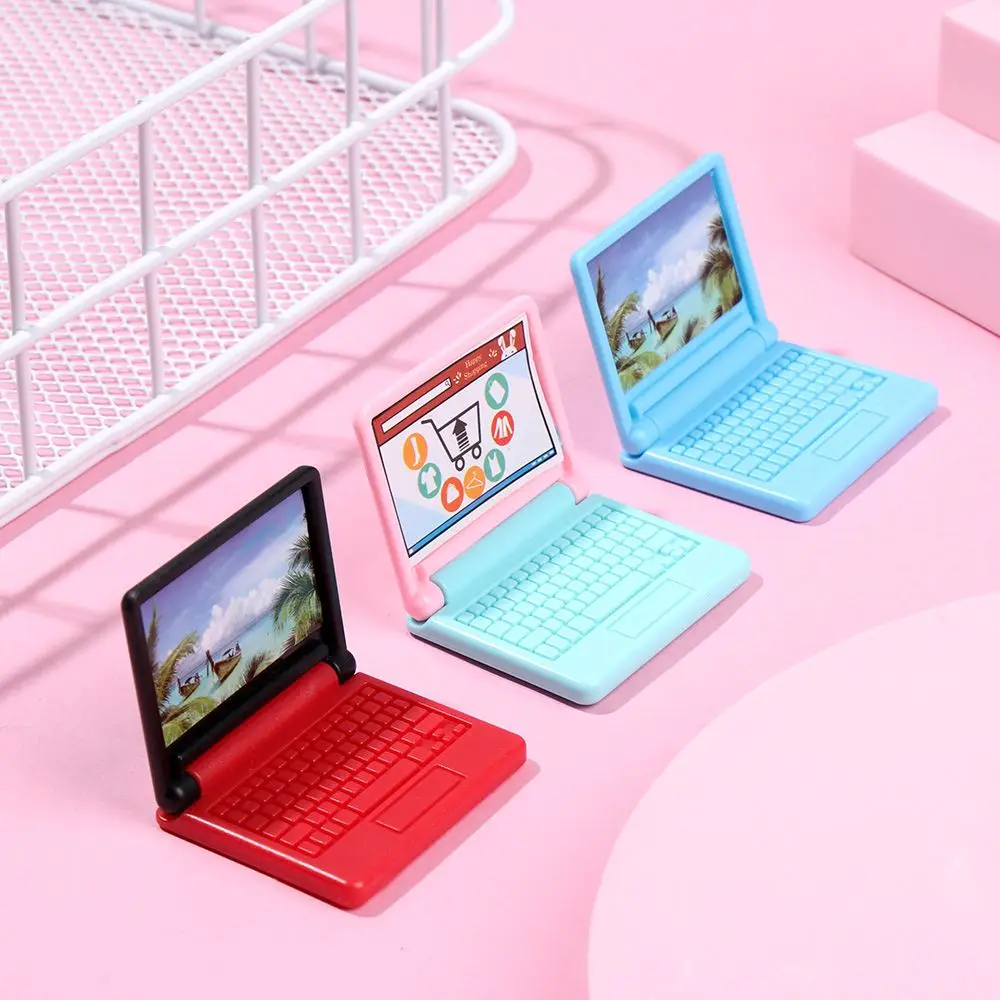 1Pcs Imitation Mini Laptop Doll Accessories Plastic Collapsible Computer Kid Toy Furniture Doll House Decoration for Barbie Doll