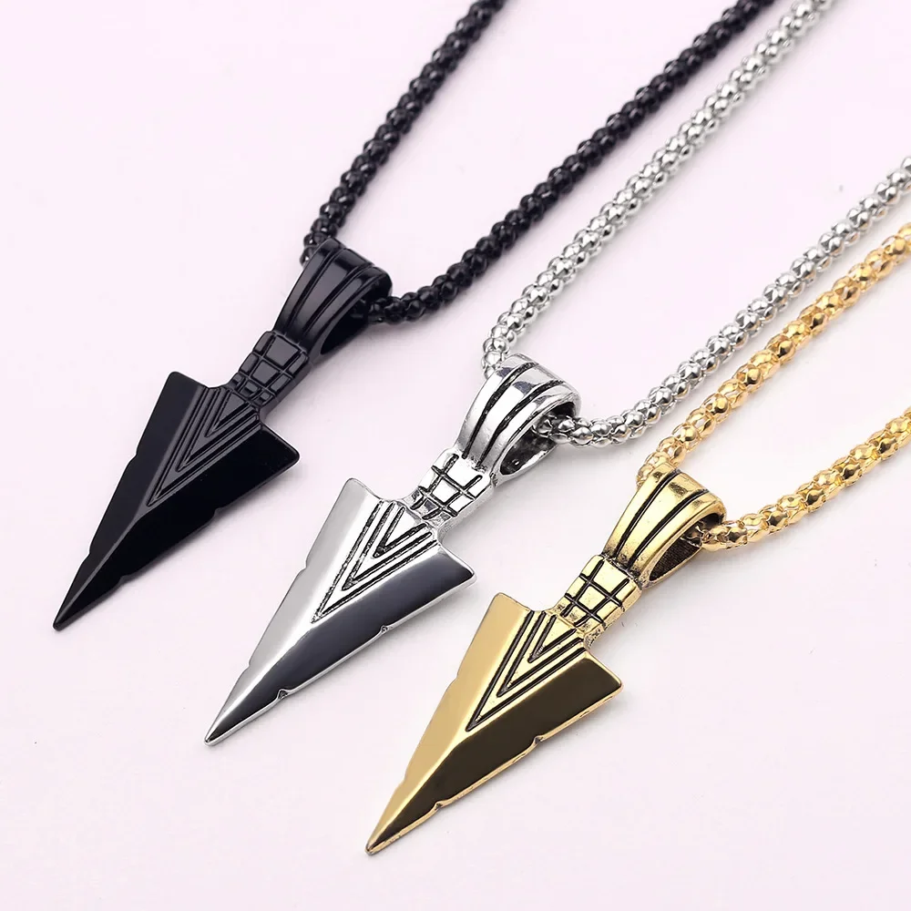 2020 New Matte Black Long Necklace with Arrow Pendant Jewelry Chain Hip Hop Punk Rock Christmas Halloween Gift For Men Wome