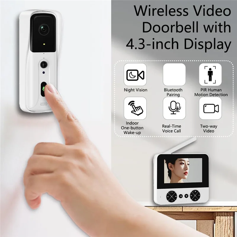 A24U Two-Way Audio Video Intercom Doorbell Camera NO Wifi/APP, PIR Motion Detection, Timbre Con Camara Para Puerta Inalambrico