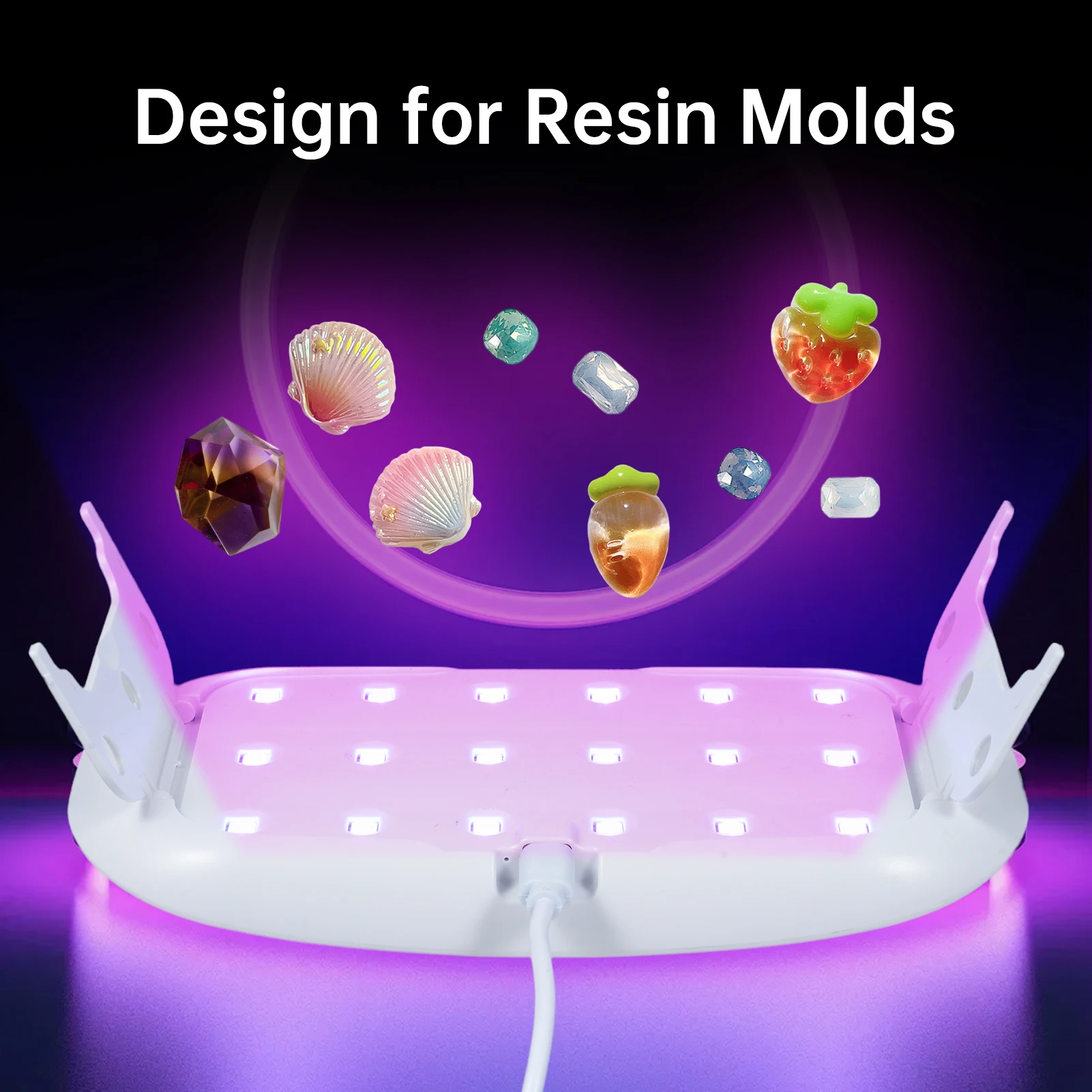 UV Light for Resin 24W Foldable UV Resin Lamp 365+395nm Dual Wavelength Support Fast Curing & Timing Function Light Weight