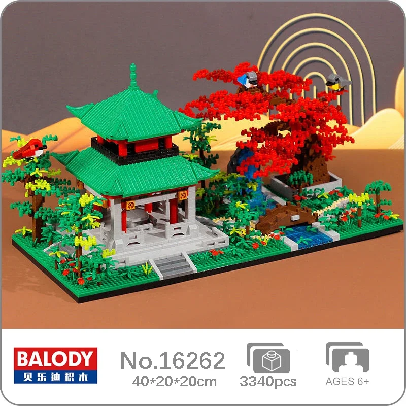 

Balody 16262 World Architecture Love Evening Pavilion Tree Garden Bridge River 3D Mini Diamond Blocks Bricks Building Toy No Box