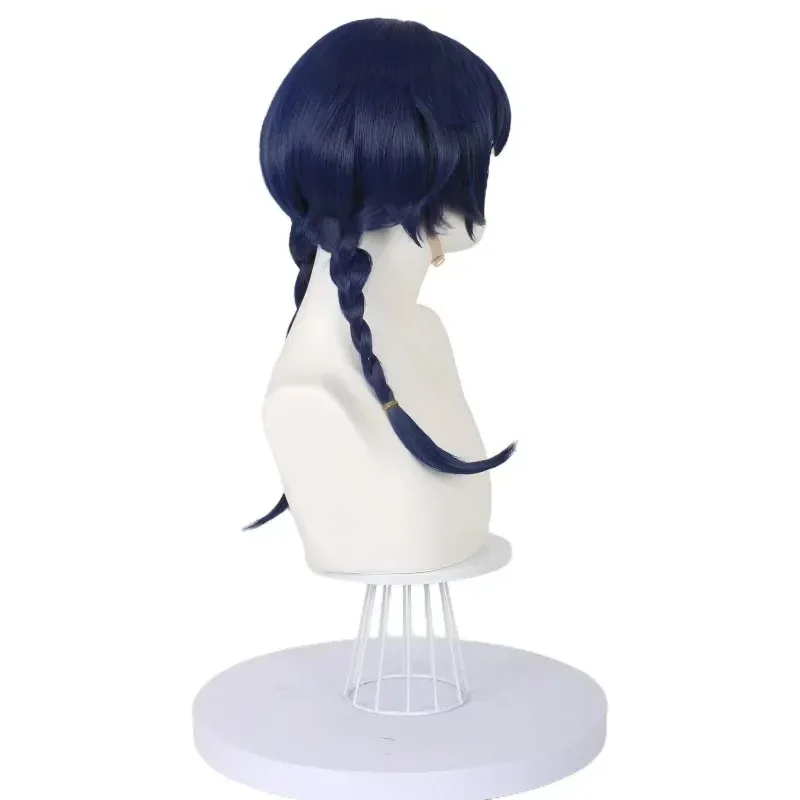 

2025 aaa Game Genshin Impact Xiangling Cosplay Dark Blue Braided Heat Resistant Synthetic Hair Anime Party Wigs + Wig Cap