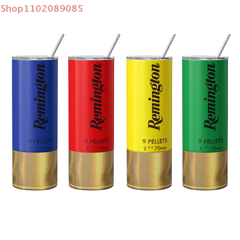 

Чашка-термос Remington Bullet Pattern с соломинкой, изолированный стакан из нержавеющей стали на 20 унций с крышкой, новые соломенные чашки для улицы