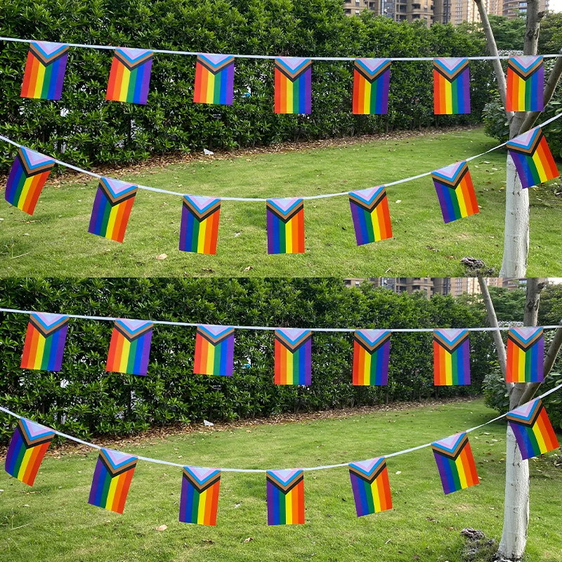 Aerlxemrbrae  Rainbow string Flags 14x21cm 20pcs/set Rainbow Peace Flags Banner LGBT Pride LGBT Flag Lesbian Gay Parades