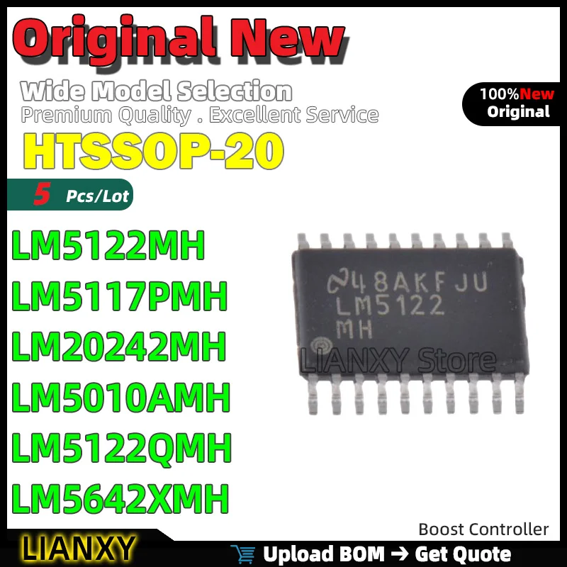 

5pcs HTSSOP-20 LM5122MH LM5117PMH LM20242MH LM5010AMH LM5122QMH LM5642XMH Boost Controller New Original