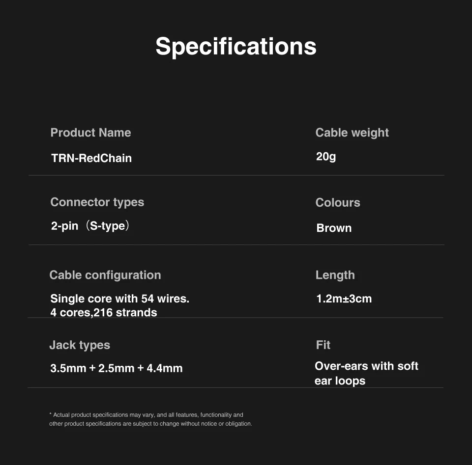 TRN RedChain Earphones Silver-Plated Copper OFC Copper Upgrade Cable with Swappable Connectors 2.5/3.5/4.4 For TRN MT1 MAX TA4