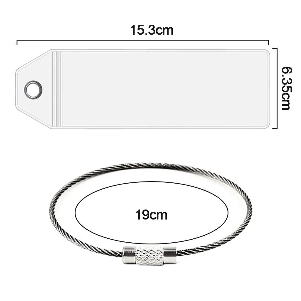 4pcs PVC Transparent Luggage Suitcase Tag Label Holder Zip Seal Steel Loops For Travel Baggage Labels