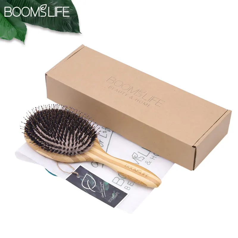 Boar Bristle Hair Brush Women Bamboo HairBrush Head Scalp Massage  Wooden Combs for Hair Beauty Brush For Hair Barber Accesories