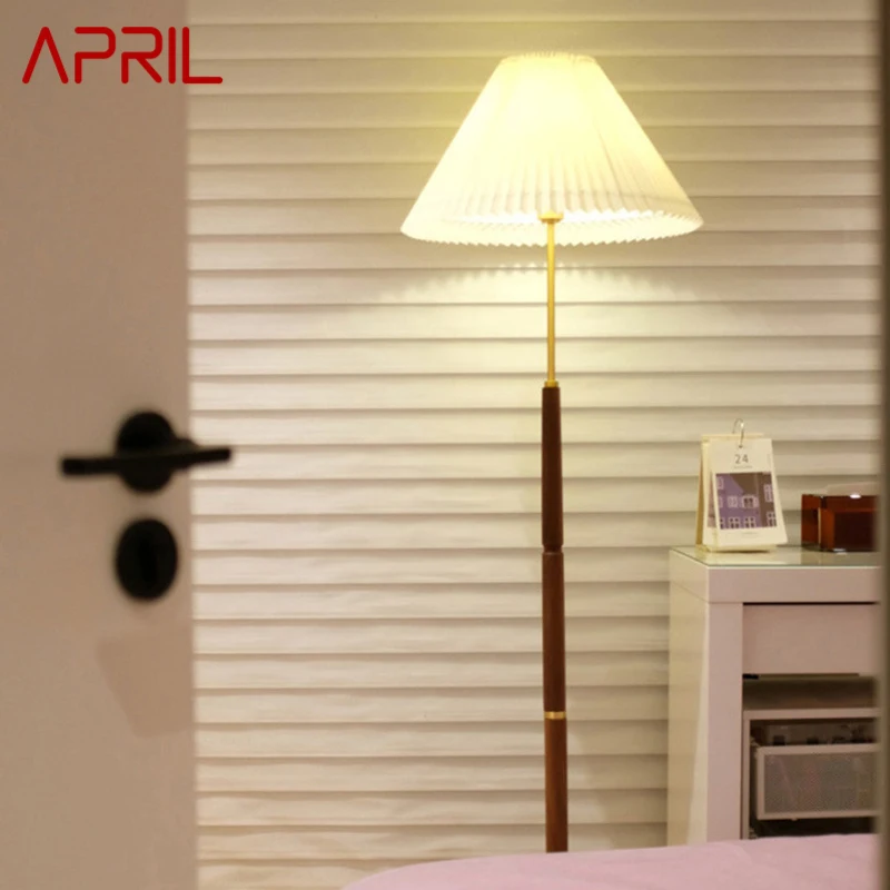 

APRIL Nordic Retro Floor Lamp Modern Family Living Room Bedroom Golden Creative LED Decorative Standing Light