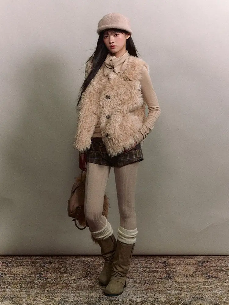 

Vests Waistcoats Thick Womens Uniform Spring Patchwork Cropped Preppy Youthful Ins Breathable Cleanfit Versatile Softy All-Match