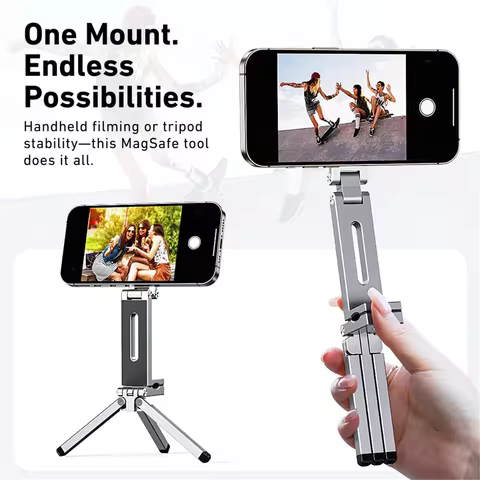 Suporte de Tripé Magnético para Telefone Dobrável, 360 ° Suporte Portátil Rotativo para iPhone e Samsung para Gravação de Vídeos em Viagens, Mesa, Avião/Trem