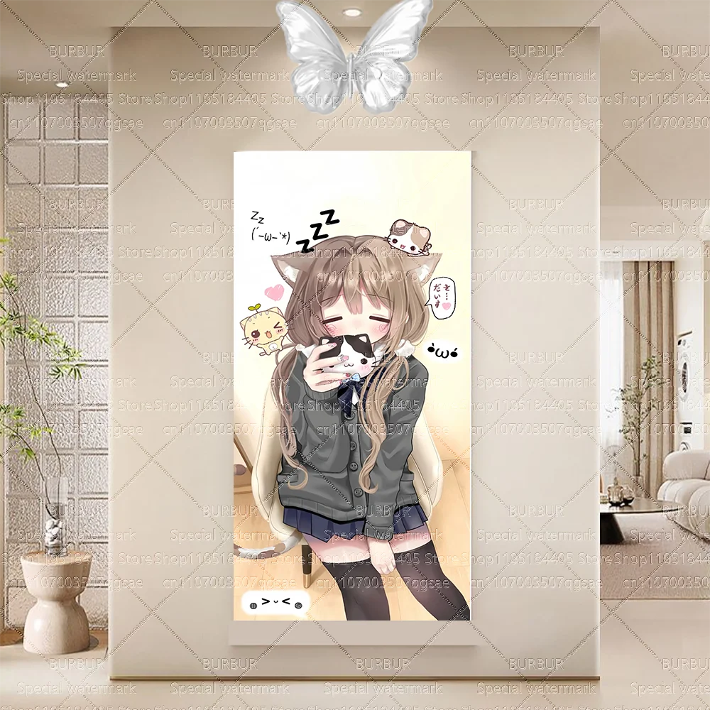 Daily Girl Girl's Heart Anime-Wandteppich, extrem süß. Großformatiger Wandteppich für das Schlafzimmer, im Längsstreifen-Stil