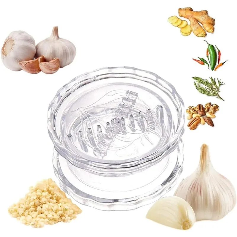 Transparent  Plastic Garlic Crusher Multifunctional Handheld Garlic Press Twisting Machine and Grinder Kitchen Gadgets