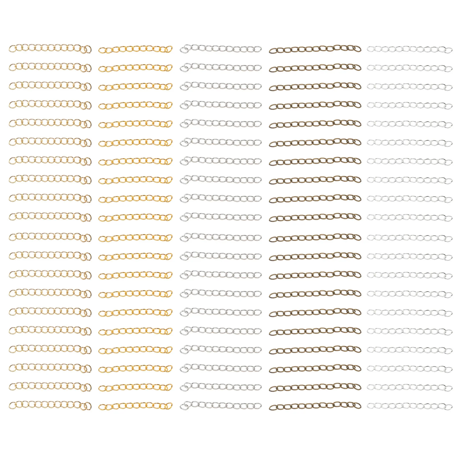 

500Pcs Stainless Steel Extension Chain DIY Bracelet Necklace Jewelry Accessories Bright Smooth Texture Extender Chain