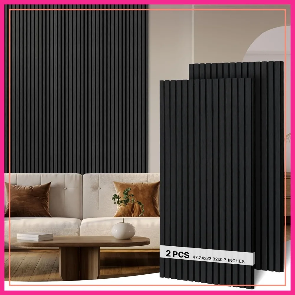 

Soundproof Acoustic Wood Slat Wall Panels for Interior Decor, Sound Absorbing for Office, Home Theater & Living Room (Mirage Black#22, 2 Pack 47.2"x23.6")