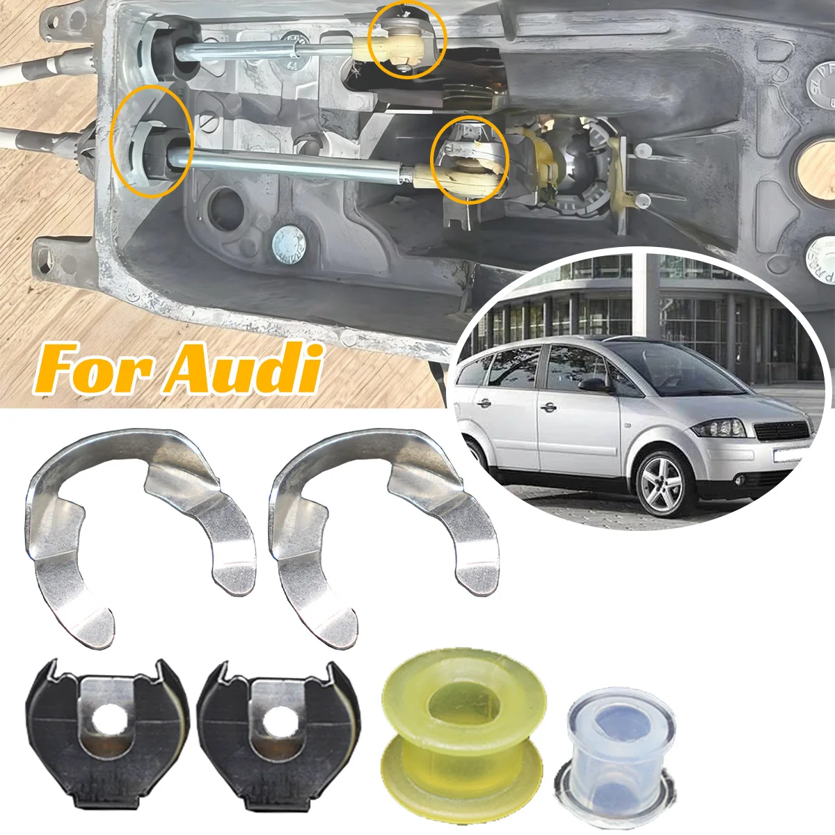 

Manual Transmission Gearshift Cable Bushing Lock Washer Shifter Selector Linkage End Rod Kit for Audi A3 A2 A1 TT Replacement
