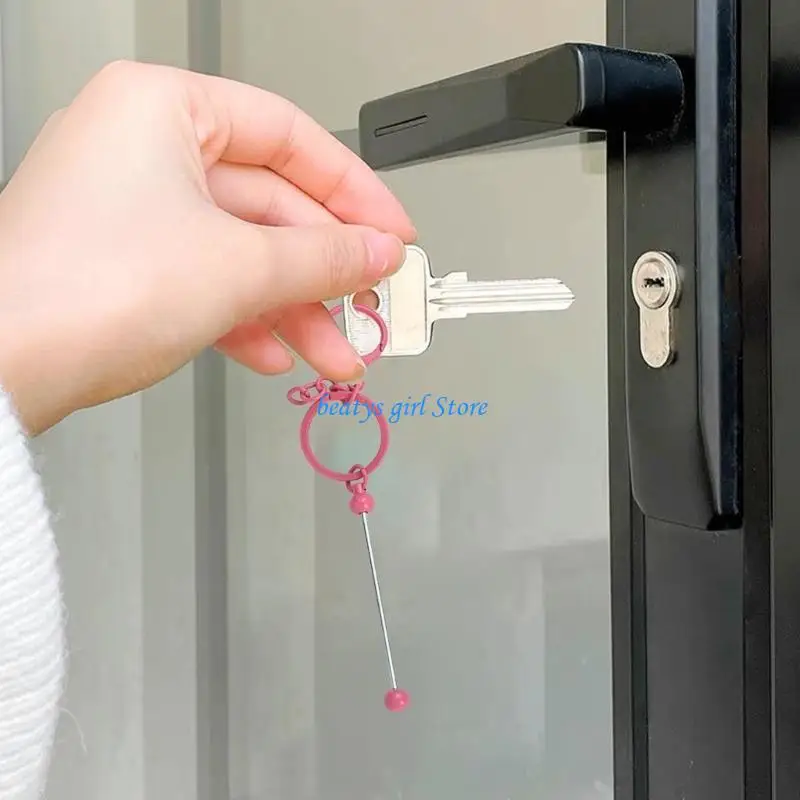 

C7AB 6Pcs Colorful Beadable Keychain Christmas Stocking Fillers Gift for Kid Student