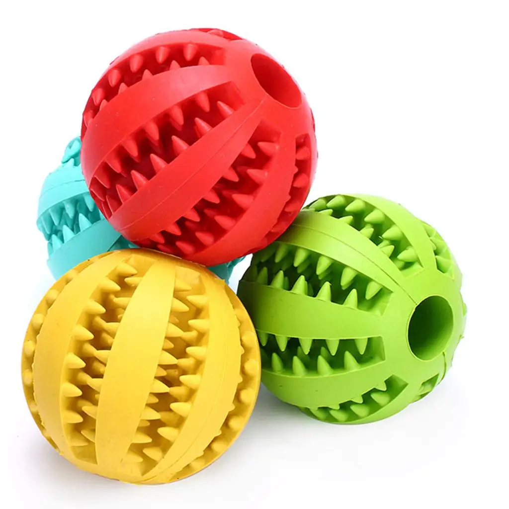 Juguete para perros de 5cm, pelota de goma para entrenamiento, soporte dispensador de golosinas para masticar