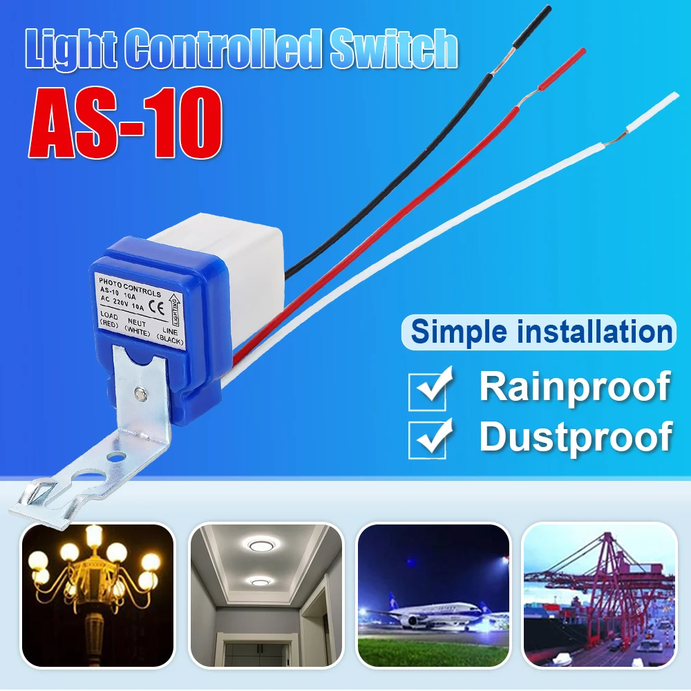 10A Automatische Auto Aan Uit Fotocel Straatverlichting Schakelaar 220V 50-60Hz Waterdichte Foto Controle Sensor schakelaar Woonaccessoires