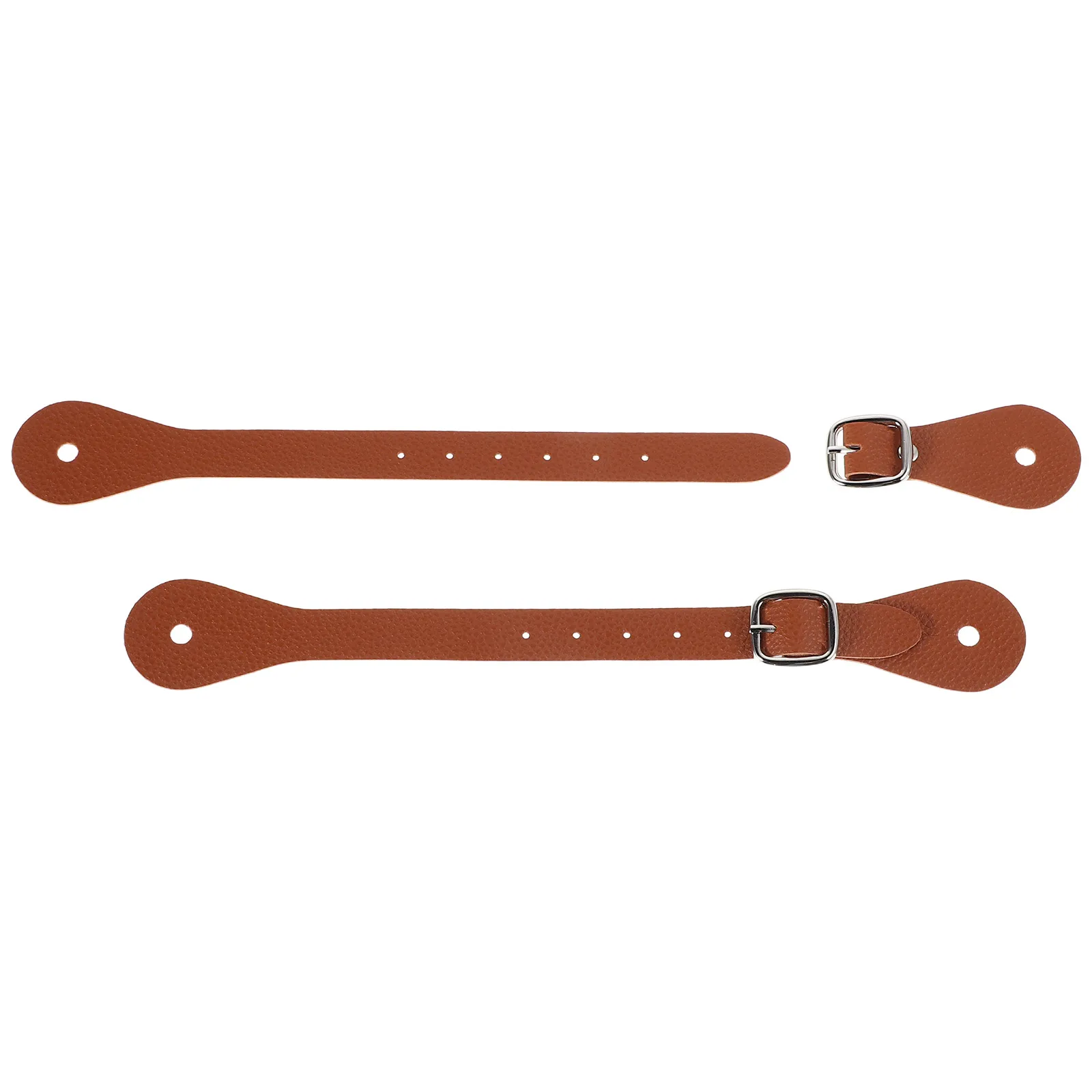 

2pcs Adjustable Equestrian Spurs Straps Lightweight Durable Riding Gear for Horse Training Brown Color Western Style