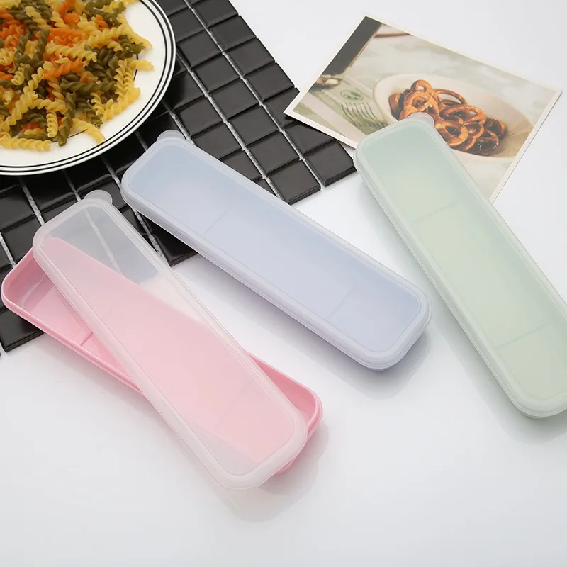 

Tableware Box Portable Cutlery Case Spoon Fork Storage Box Students Household Dinnerware Bag Multicolor Transparent Cover
