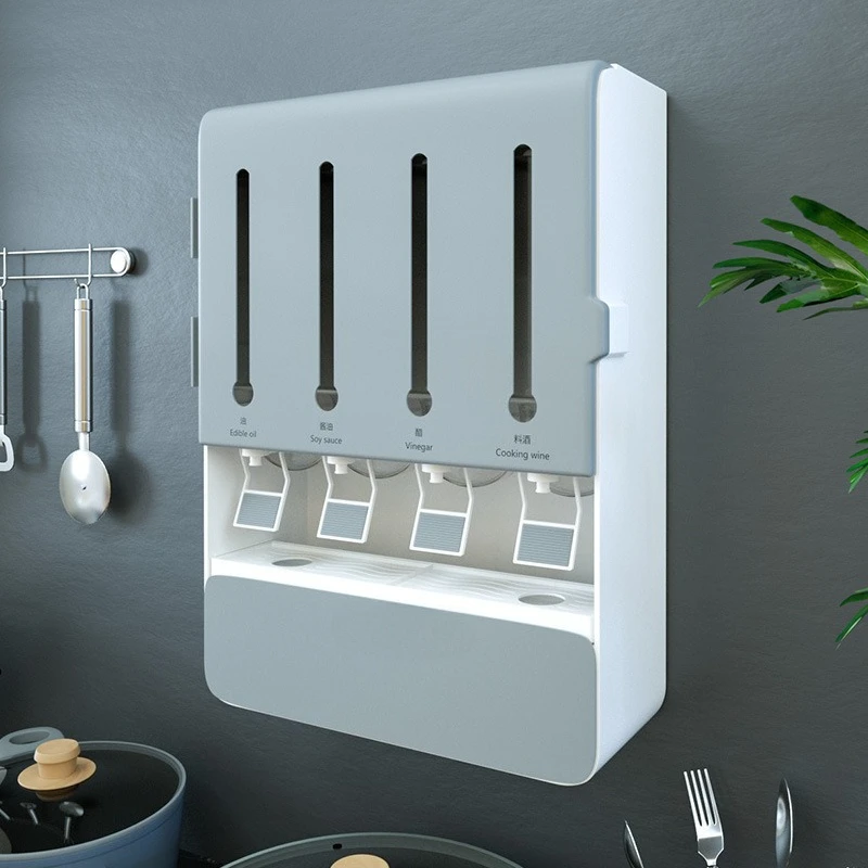 Wall-mounted kitchen with pressing faucet seasoning jar soy sauce vinegar seasoning bottle rack