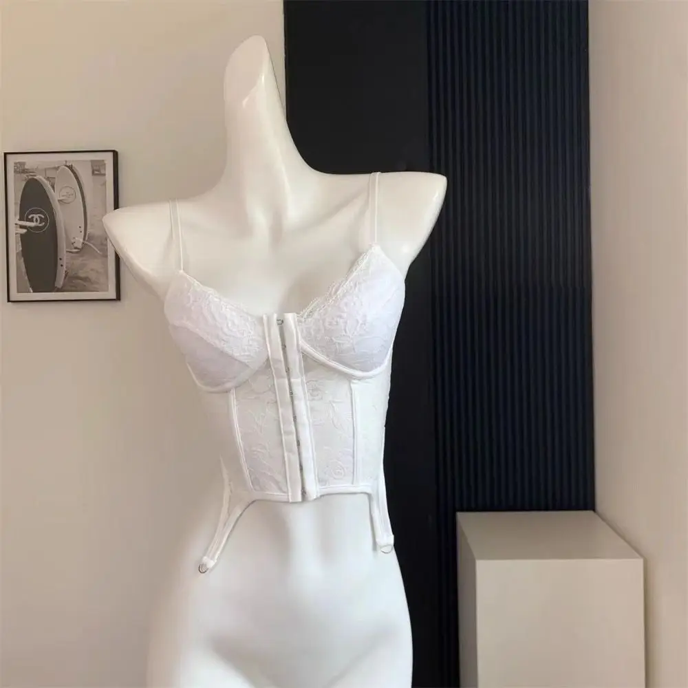Fashion V-Neck Sexy Lace Corset Top Push Up Slim Fit Floral Lace Camisole Wrap Chest Off Shoulder Tank Vest Top Girl