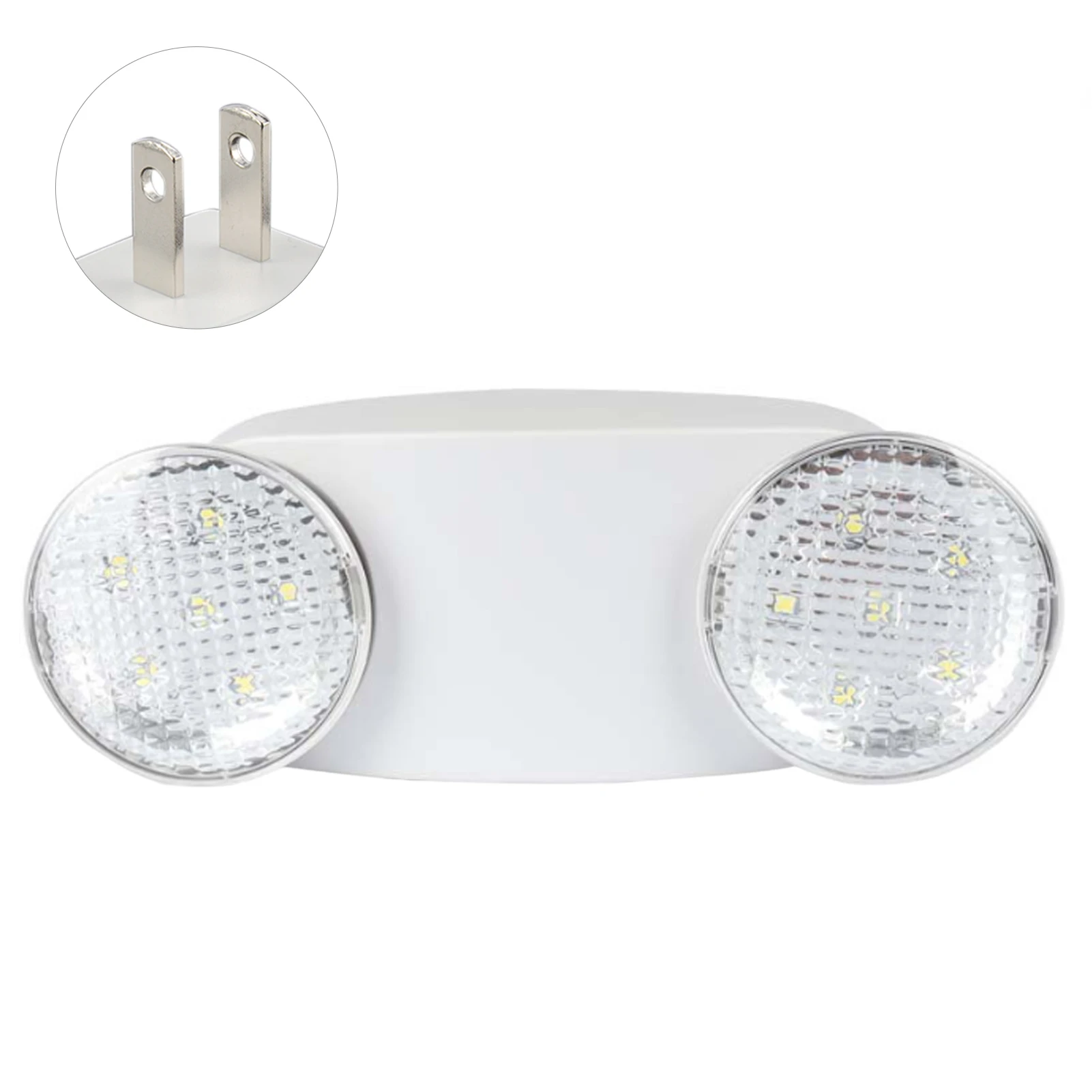 Witte Veiligheid Verstelbare Noodverlichting Ip30 Waterdicht Voor Thuis Twee Hoofd Led Lamp Plug In Commerciële Hotels Met Batterij Back-Up