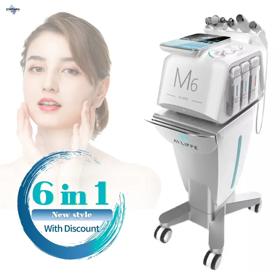 6 In 1 Facial Deep Cleaning Whitening Aqua Rejuvenation Oxygen Hydro Dermabrasion Machine Black Head Removal Therapy Device