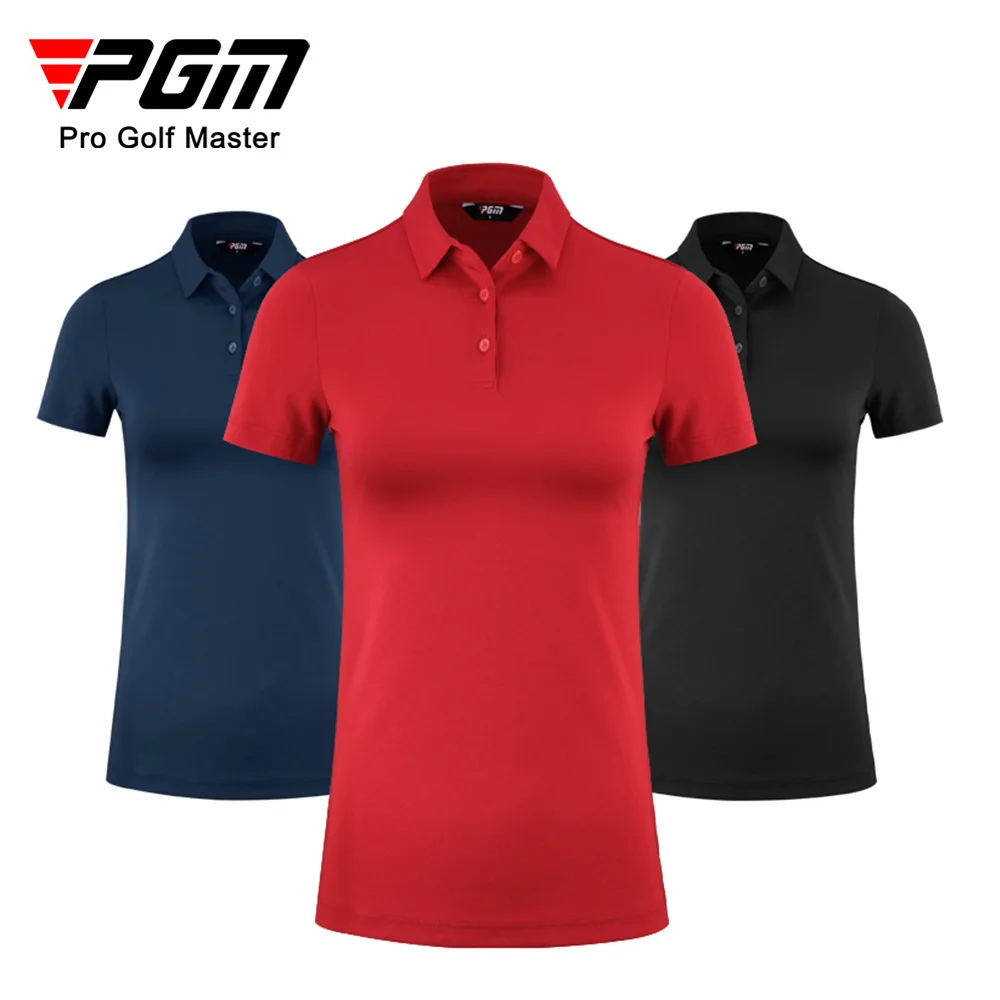 PGM Summer Women Golf Shirts Ladies Short-Sleeved T Shirt Sports Slim Clothes Quick-Dry Breathable Golf Tennis Clothing YF442