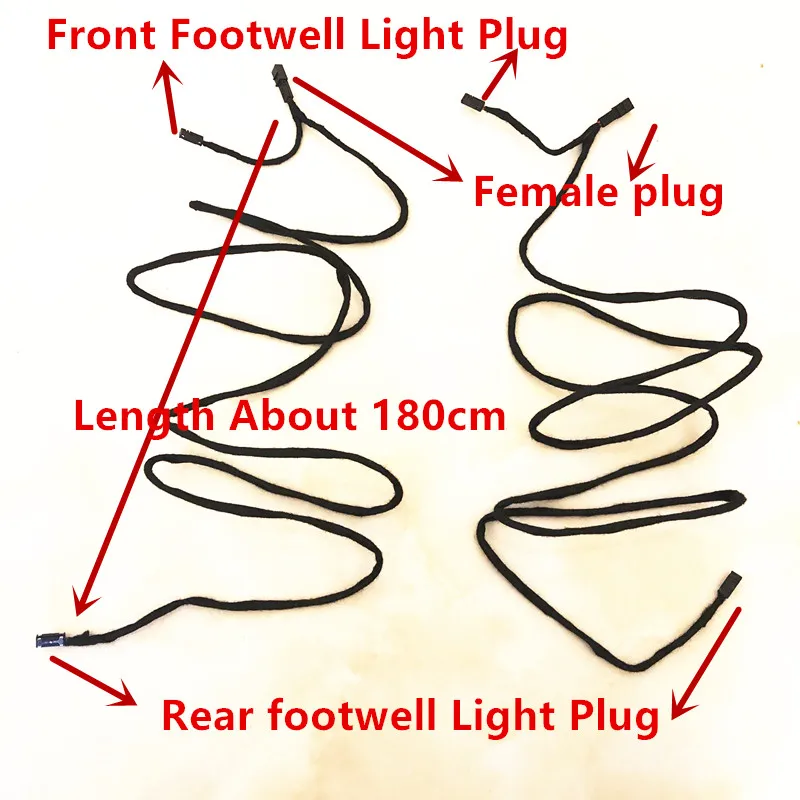 Car interior rear led foot light Cable wire harness Brightness upgrade For VW jetta T-Cross ID.4 ID.6 X Tayron T-Roc Talagon