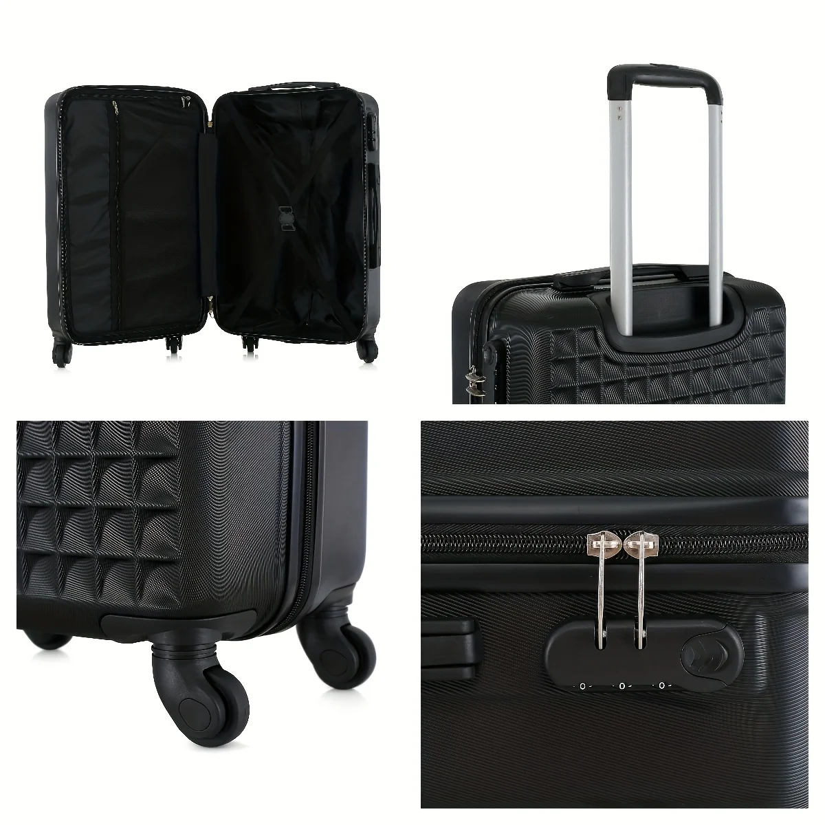 Conjuntos de bagagem giratória rígida ABS de 4 peças (18/23/27 polegadas + estojo cosmético de 13 polegadas) – Conjuntos de malas leves com combinação de 3 dígitos