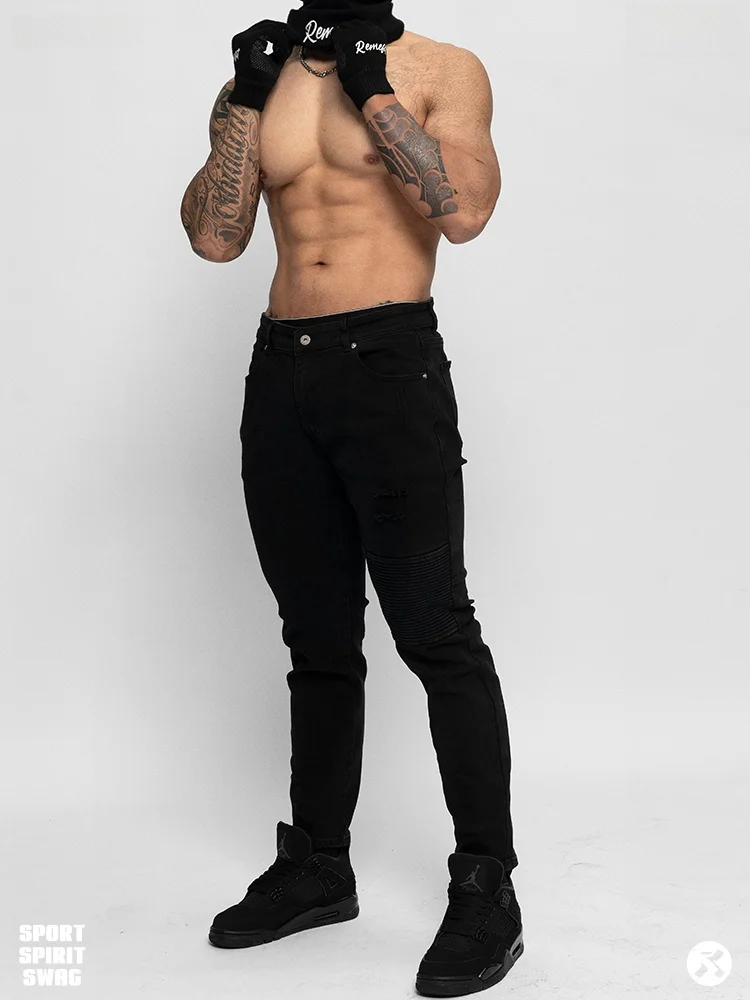 

Мужские джинсы REMEFIT из суперэластичного плотного денима, спортивные, повседневные, облегающие, для фитнеса, стрейч, из хлопка