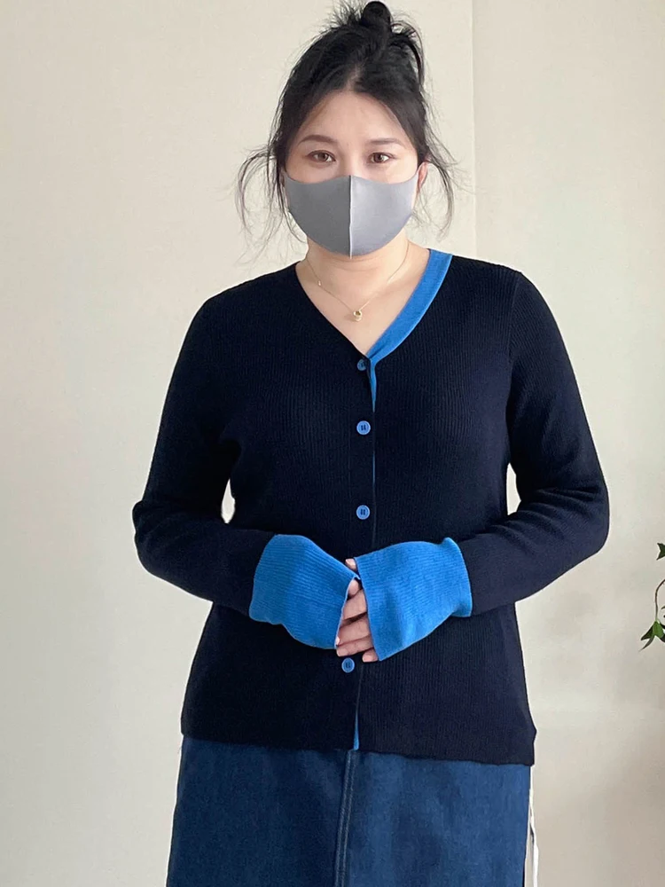 

Вязаный свитер больших размеров 200 Pou: красивый, стройнящий базовый топ для женщин, повседневный, модный, мягкий трикотаж с V-образным вырезом и длинными рукавами