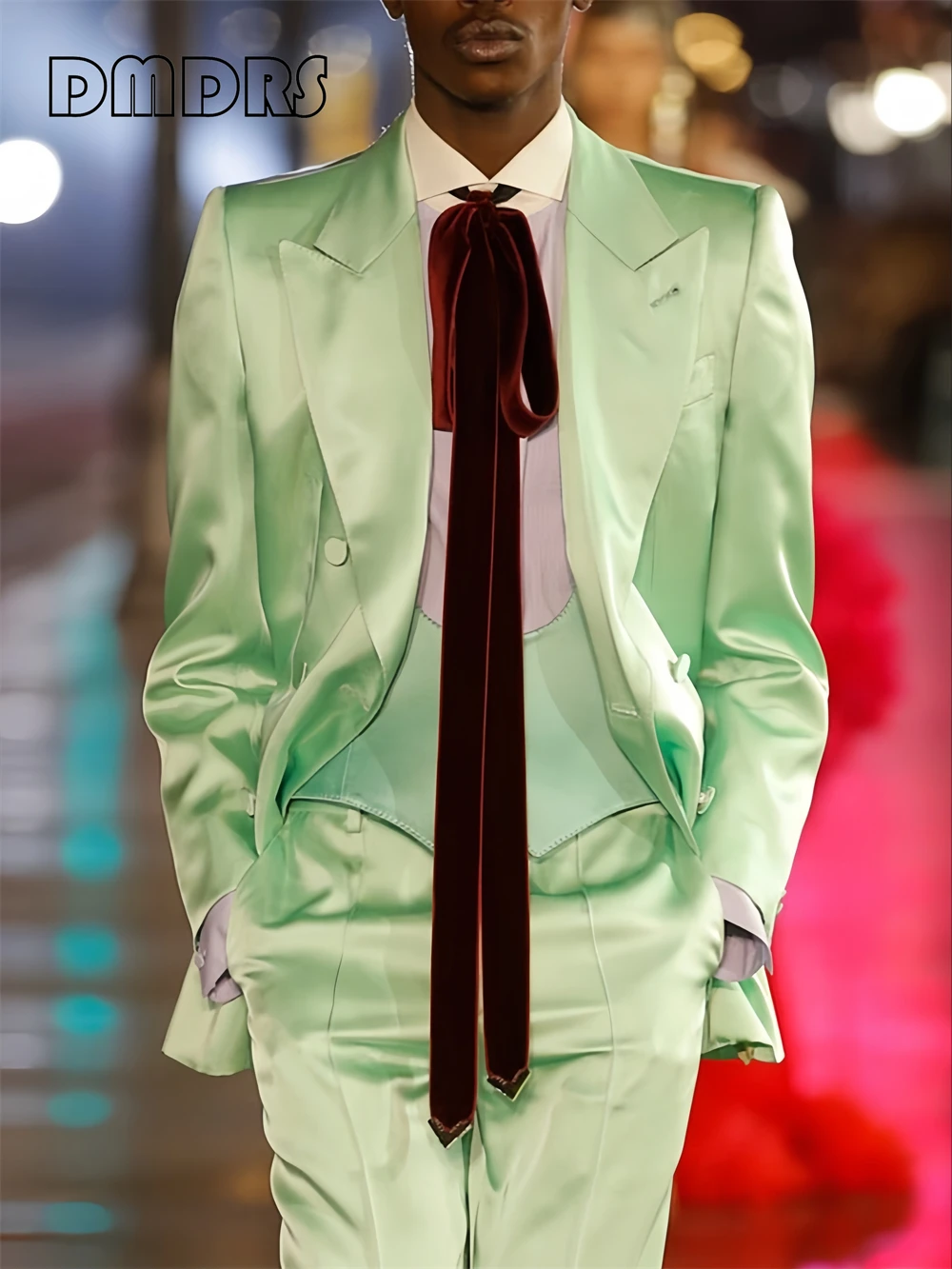 

Elegant Satin Suit Set Wedding Guest Suits, Two Pieces Suit Jacket Pants Set, Customized Men's Formal Tuxedo XXS-7XL Outfit