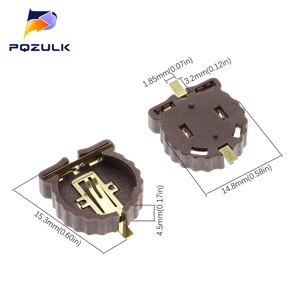 10PCS BS-1220-2 CR1220 CR1225 3V Button Battery Holder SMD Package Gold Plating