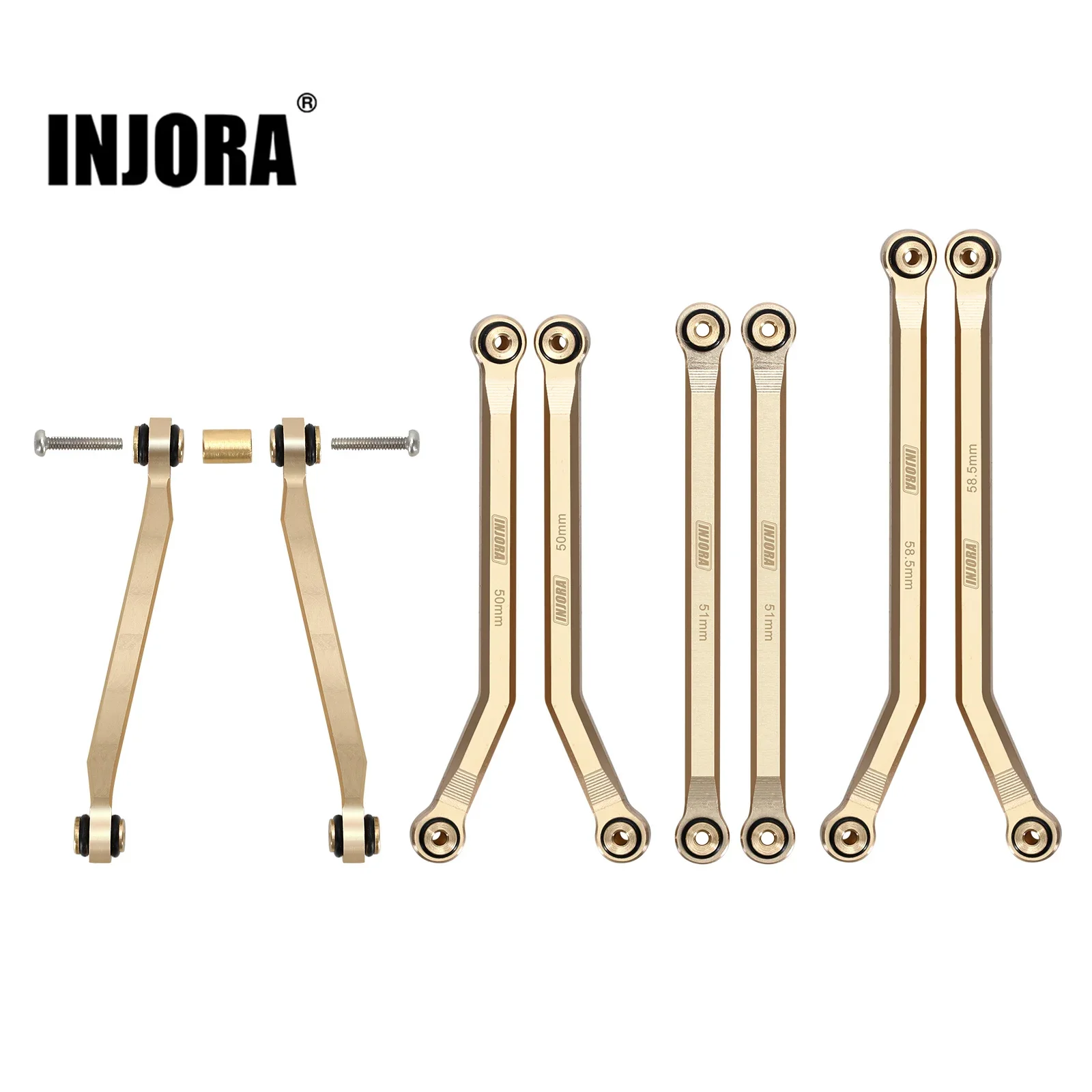 INJORA 37g Heavy Brass High Clearance Chassis 4 Links Set for 1/24 RC Crawler Car Axial SCX24 C10 JEEP JLU Ford Bronco Base Camp