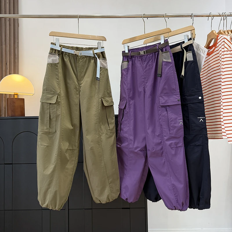 Loose Casual Work Trousers for Men Spring Outdoor Mountain Series Buckle Multi-Pocket Functional Loose Fit Casual Pants