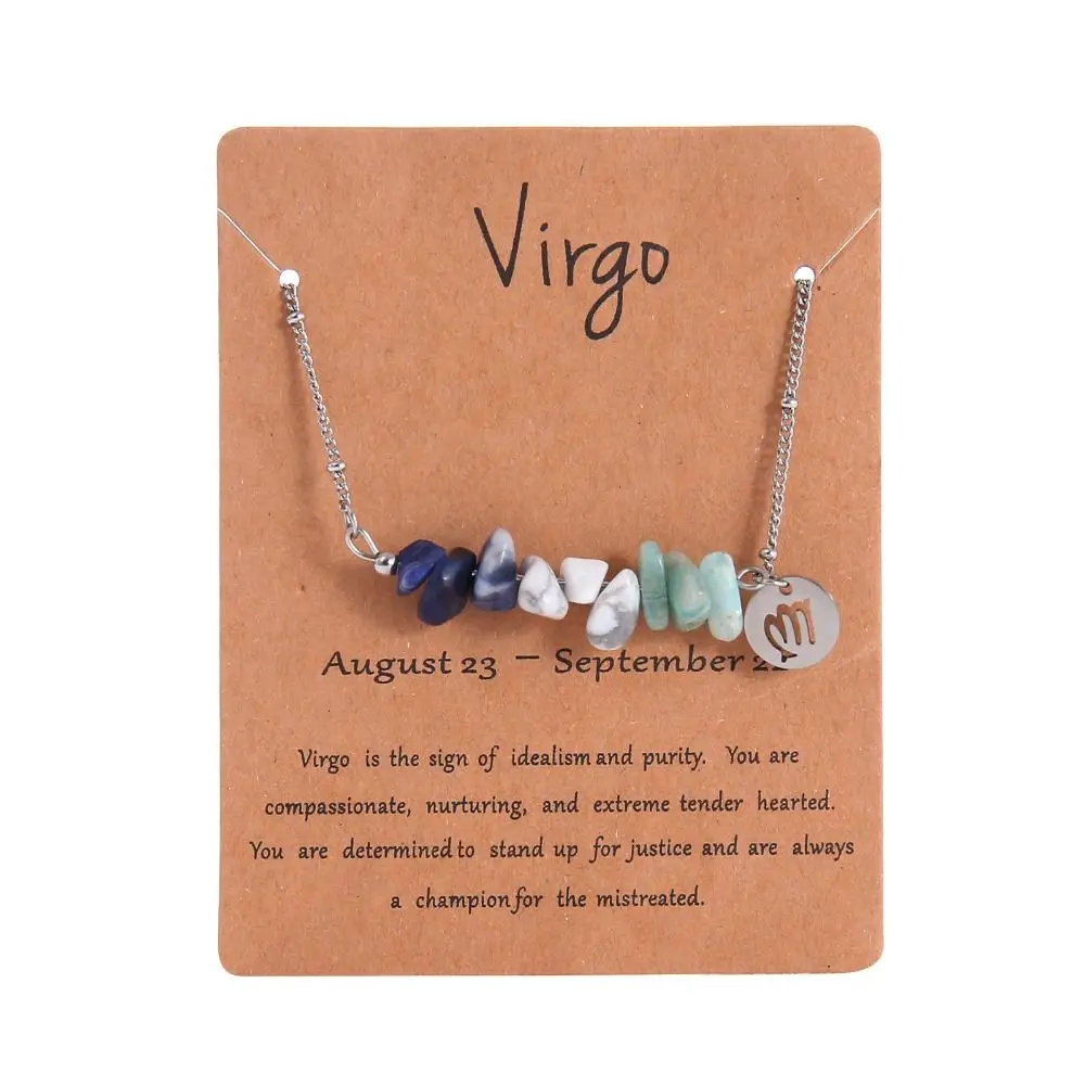 Irregular Stone Zodiac Signs Constellation Necklace Natural Crushed Stone Hand Braid Natural Stone Beaded Choker