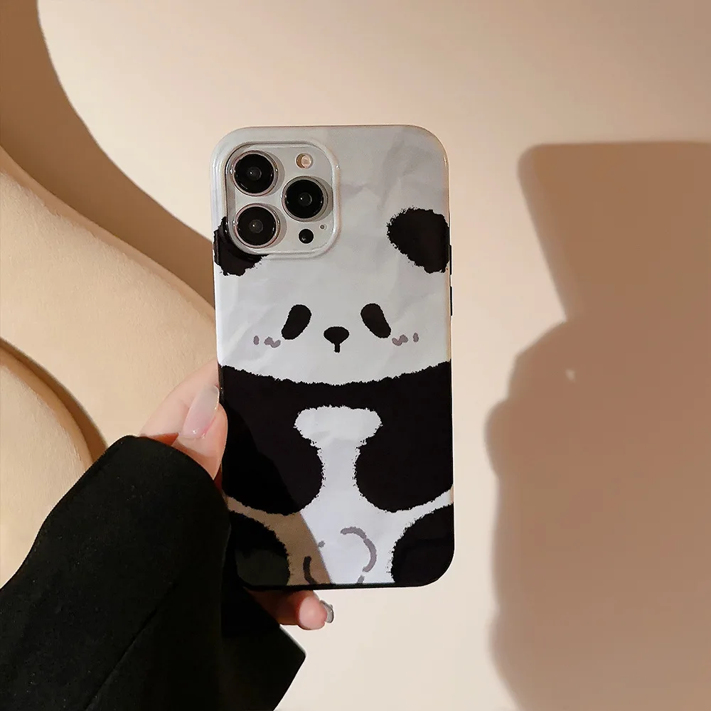 Phone Case Cartoon Chinese Style Cute Panda Fold Protection Anti-collision Suitable for IPhone 16 Promax 1514 Promax Pro 1312 11